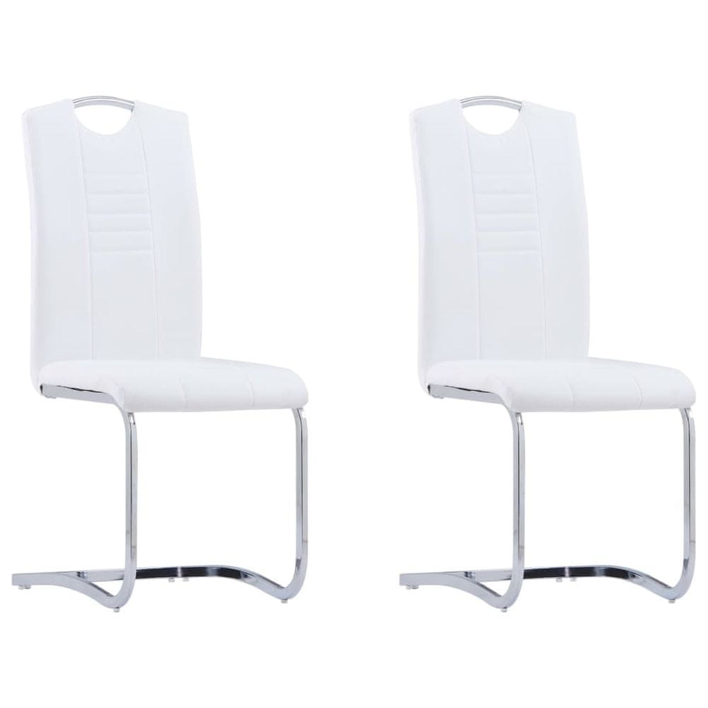 Petromila vidaXL Jedálenské stoličky, perová kostra 2 ks, biele, umelá koža